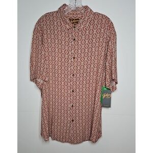 Johnny Bigg Men's Geometric Print Short Sleeve Button Up Shirt Size Large NWT